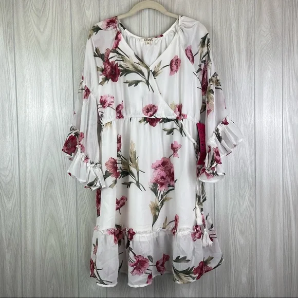 Blush Dresses | New Maternity White Floral Flowy Ruffle Spring Summer Dress | Color: Pink/White | Size: M | Alibryanna's Closet